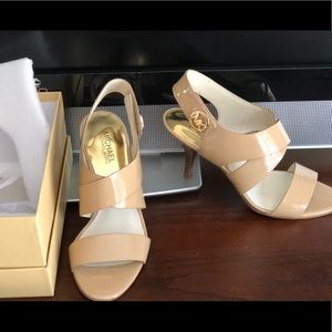 MK Stylish, comfy soft patent with 2” wood heals